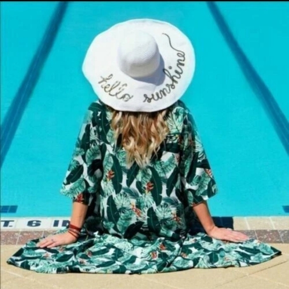 NWT RACHEL ZOE Duster Kimono Swim Cover Up Floral Island Vibes Cute Flowy - Picture 3 of 11